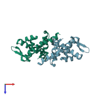 PDB entry 1on2 coloured by chain, top view.