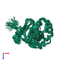 PDB entry 1on4 coloured by chain, ensemble of 30 models, top view.