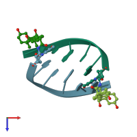 PDB entry 1on5 coloured by chain, top view.