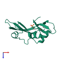 PDB entry 1onc coloured by chain, top view.