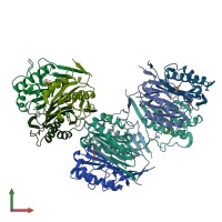 PDB entry 1oni coloured by chain, front view.