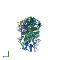 PDB entry 1oni coloured by chain, side view.