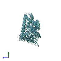 PDB entry 1onr coloured by chain, side view.