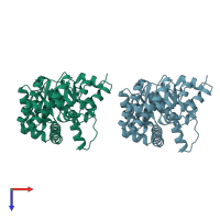 PDB entry 1onr coloured by chain, top view.