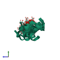 PDB entry 1ont coloured by chain, ensemble of 17 models, side view.