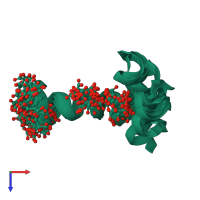 PDB entry 1ont coloured by chain, ensemble of 17 models, top view.