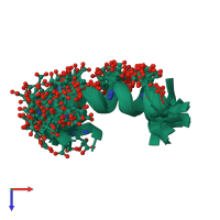 PDB entry 1onu coloured by chain, ensemble of 17 models, top view.