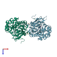 PDB entry 1onw coloured by chain, top view.