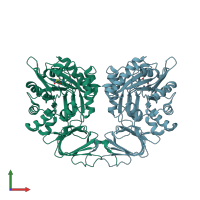 PDB entry 1onx coloured by chain, front view.