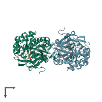 PDB entry 1onx coloured by chain, top view.