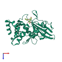 PDB entry 1onz coloured by chain, top view.
