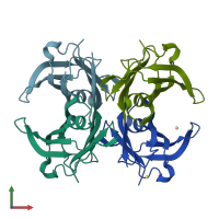PDB entry 1oo2 coloured by chain, front view.