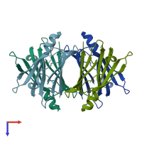 PDB entry 1oo2 coloured by chain, top view.