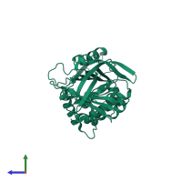 PDB entry 1oo8 coloured by chain, side view.