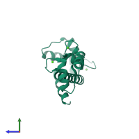 PDB 1ooj coloured by chain and viewed from the side.