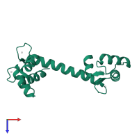 Calmodulin in PDB entry 1ooj, assembly 1, top view.