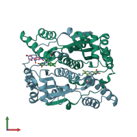 PDB entry 1oon coloured by chain, front view.