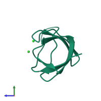 Monomeric assembly 1 of PDB entry 1oot coloured by chemically distinct molecules, side view.