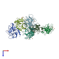 PDB entry 1op8 coloured by chain, top view.