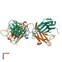 PDB entry 1opg coloured by chain, top view.