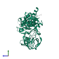 Tyrosine-protein kinase ABL1 in PDB entry 1opk, assembly 1, side view.