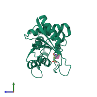 PDB entry 1opr coloured by chain, side view.