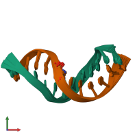 PDB entry 1oq2 coloured by chain, ensemble of 17 models, front view.