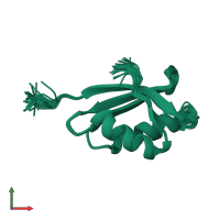 PDB entry 1oq3 coloured by chain, ensemble of 30 models, front view.