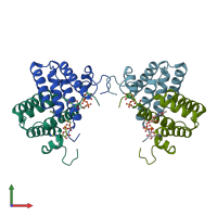 PDB entry 1oqc coloured by chain, front view.