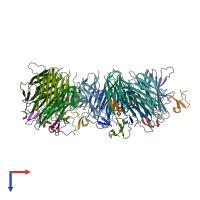 PDB entry 1oqe coloured by chain, top view.