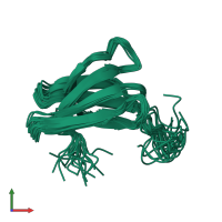 PDB entry 1oqk coloured by chain, ensemble of 22 models, front view.