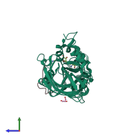 PDB entry 1orh coloured by chain, side view.