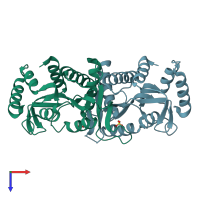 PDB entry 1oro coloured by chain, top view.