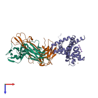 PDB entry 1orq coloured by chain, top view.