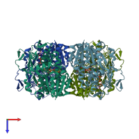 PDB entry 1orr coloured by chain, top view.
