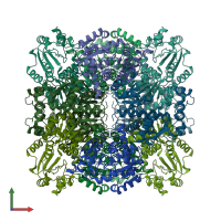 PDB entry 1ort coloured by chain, front view.