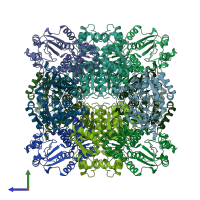 PDB entry 1ort coloured by chain, side view.