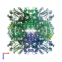 PDB entry 1ort coloured by chain, top view.