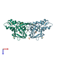 PDB entry 1oru coloured by chain, top view.