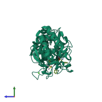 PDB entry 1os0 coloured by chain, side view.