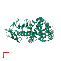 PDB entry 1os0 coloured by chain, top view.