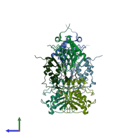 PDB entry 1os2 coloured by chain, side view.