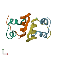 PDB entry 1os3 coloured by chain, front view.