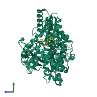 PDB entry 1os5 coloured by chain, side view.