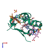 PDB entry 1os6 coloured by chain, top view.