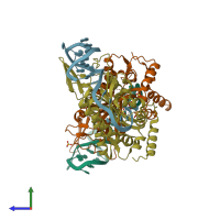 PDB entry 1osb coloured by chain, side view.