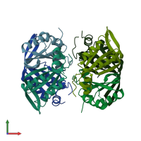 PDB entry 1osc coloured by chain, front view.