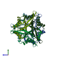 PDB entry 1osc coloured by chain, side view.
