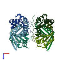 PDB entry 1osc coloured by chain, top view.
