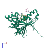 Monomeric assembly 1 of PDB entry 1osf coloured by chemically distinct molecules, top view.